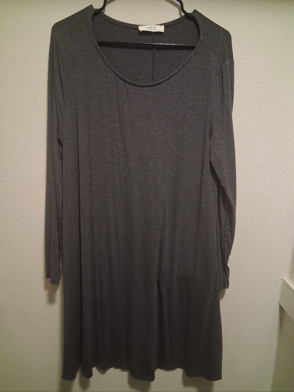 a.gain Charcoal Gray Long Sleeve Swing Dress